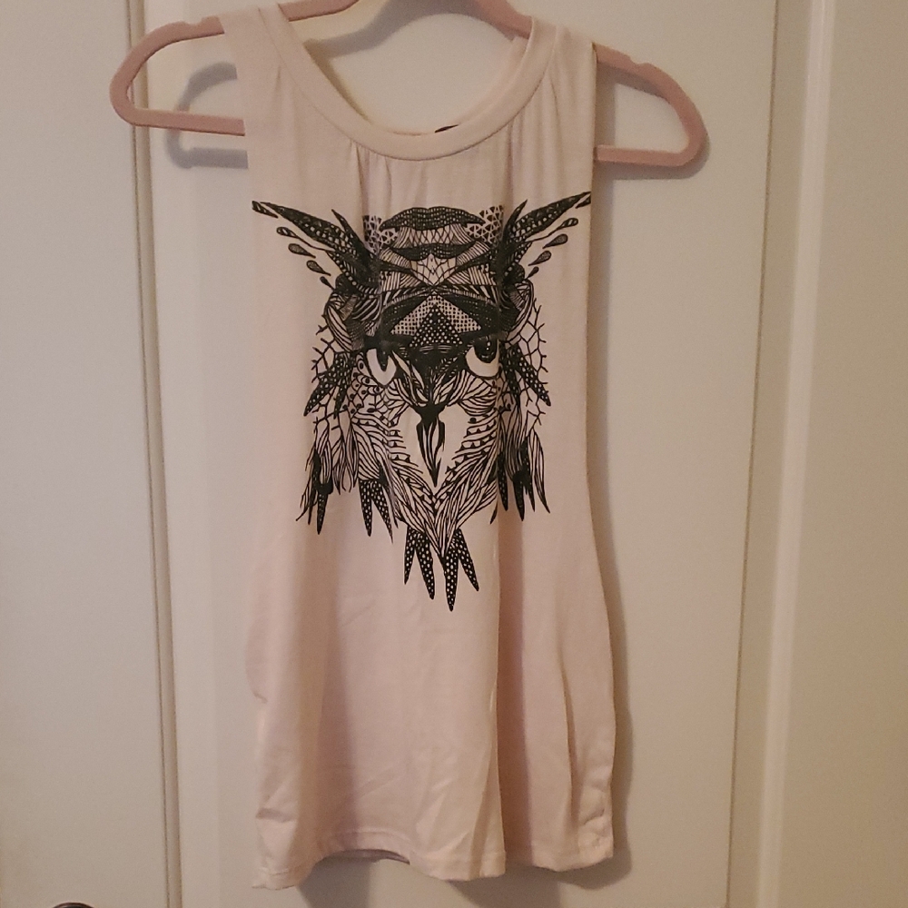 Women's White Owl Graphic Tank Top